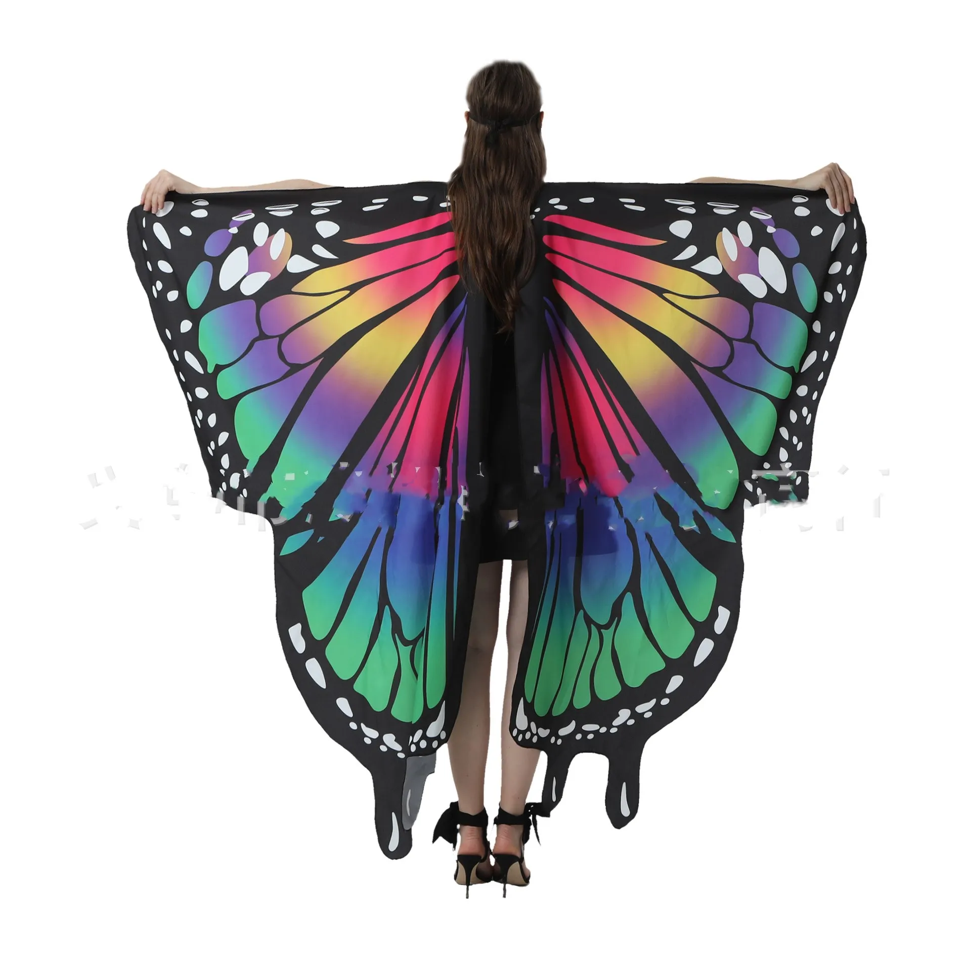 Butterfly Wings Costume Adult Girl Halloween Fairy Cape For Festival Party Dress Up Nymph Pixie Cloak Carnival Shawl Colorful