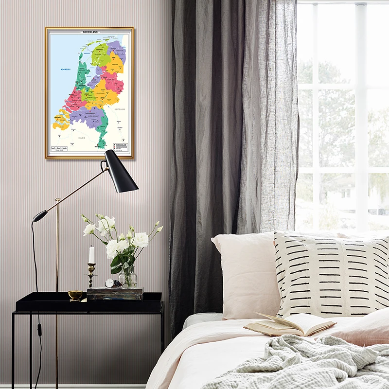 Netherlands Map Canvas Poster Clear and Easy To Read 42*59cm Wall Painting In Dutch for School Supplies Children Education