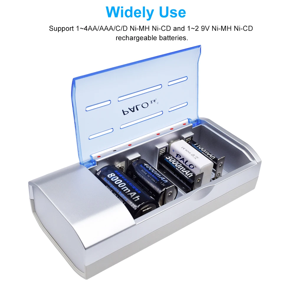 PALO LED Intelligent Battery Charger Charger For Nimh Nicd 1.2V AA/AAA/SC/C/D/9V Rechargeable Batteries