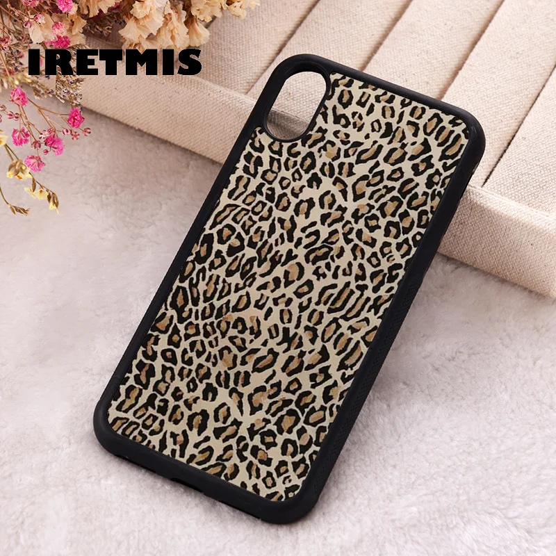 Iretmis 5 5S SE 2020 Phone Cover Case for iPhone 6 6S 7 8 Plus X Xs XR 11 12 13 MINI 14 Pro Max Silicone Leopard Print