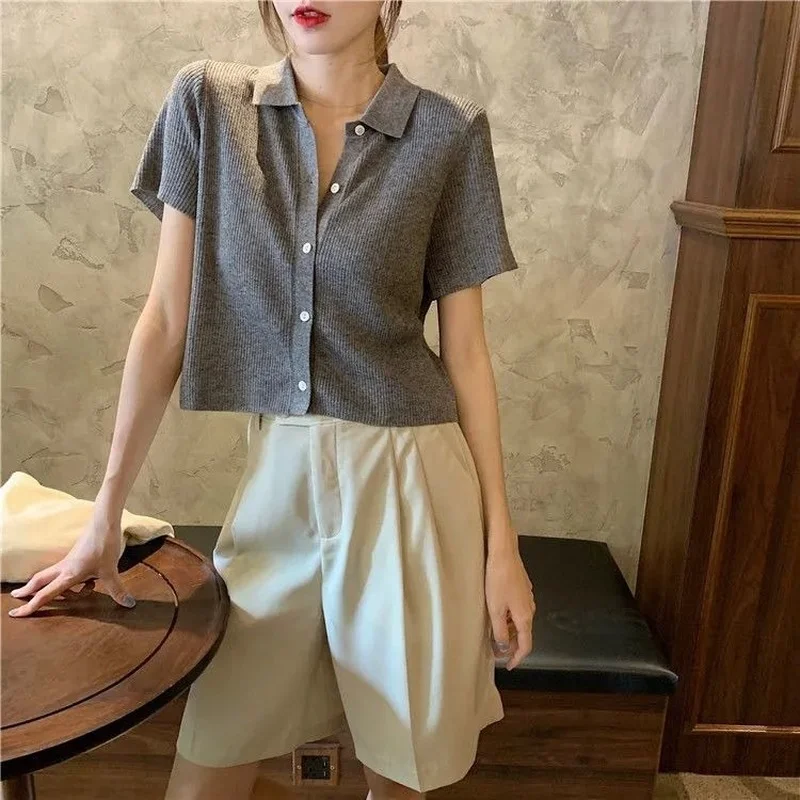 Cardigan Women Knitting All-match Spring Leisure Solid Button Cropped Ins Stylish Elegant Chic Fashion Sweaters Harajuku Mujer