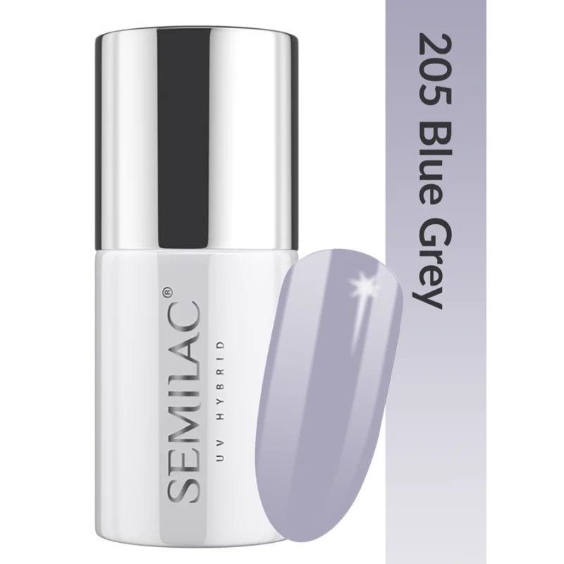 Semilac Blue gray 205 semi-permanent coverage, UV hybrid nail polish texture Gel