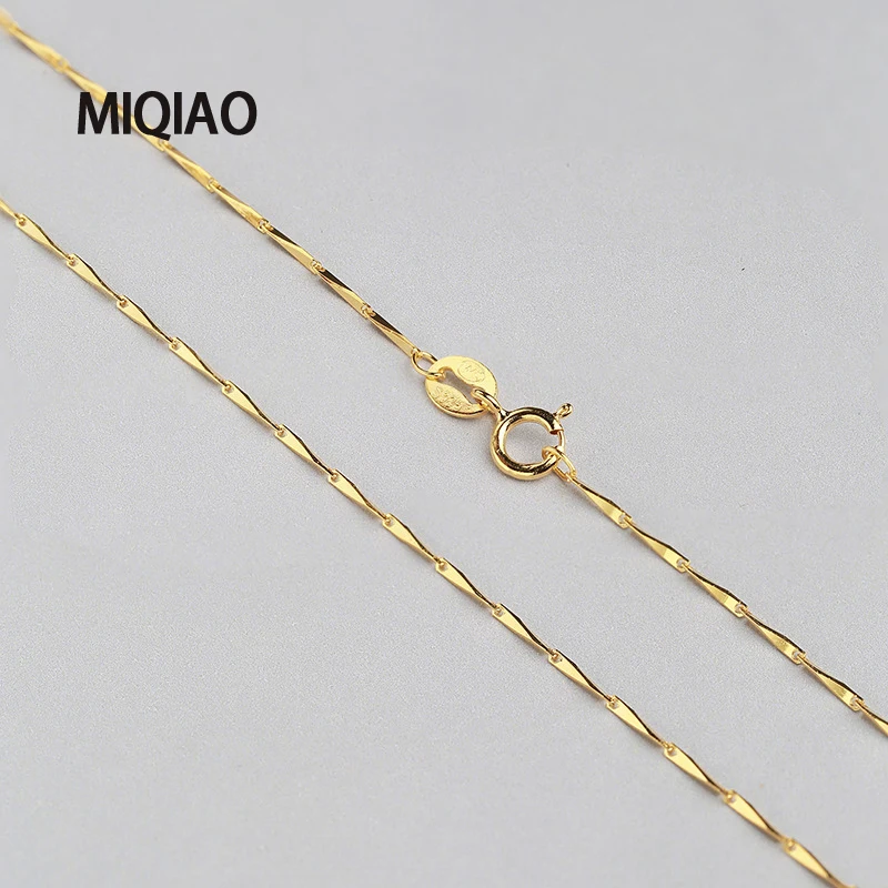 MIQIAO 925 Sterling Silver Melon Seed Chain Long 40 45 50 55 60 CM Width 0.7 0.8 1.2 MM Gold Rose Necklace Pendant Accessories