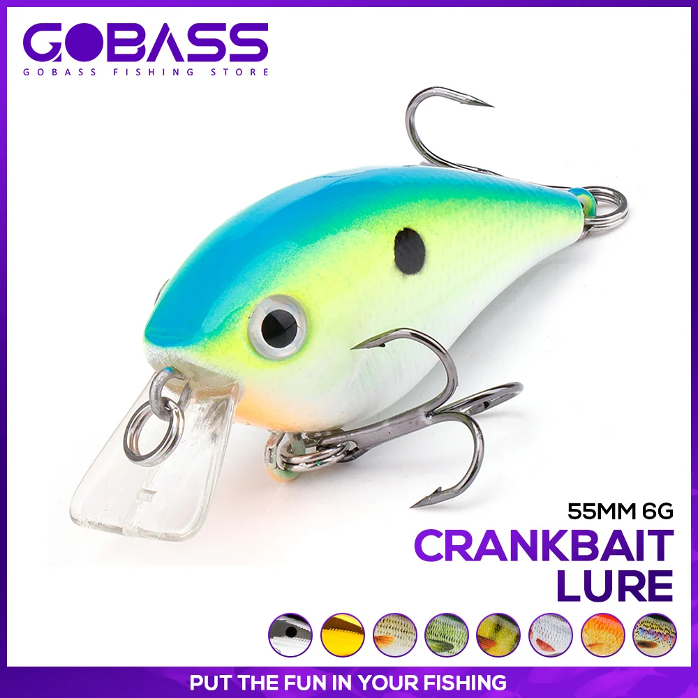 GOBASS Crankbait Lures Fishing Tackle New 2021 Rattling Baits Crank Wobblers For Pike Fishing Lure Hard Bait Artificial 55mm 6g