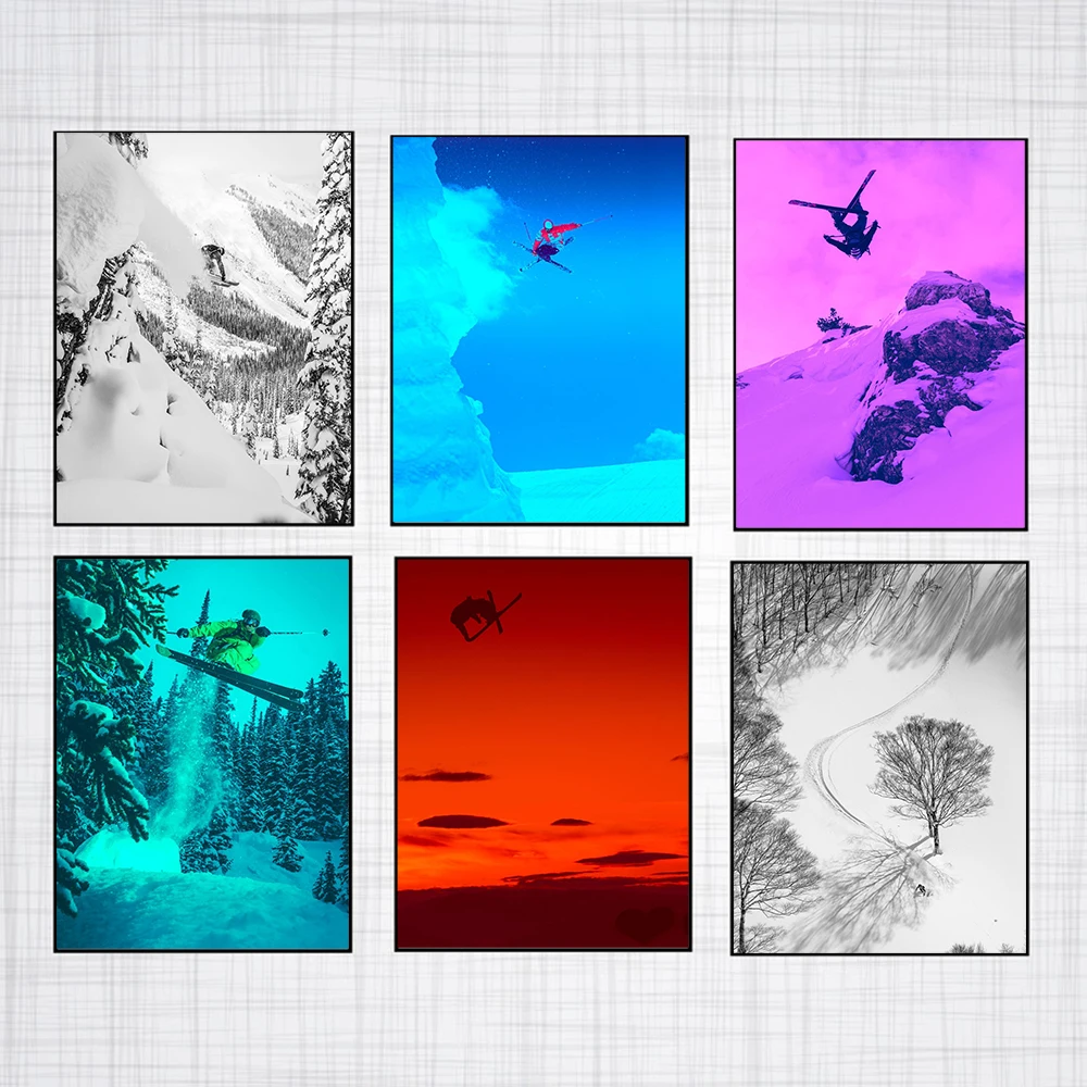 Extreme Sport Posters and Prints Wonderful Skier Canvas Painting Winter Sports Wall Pictures for Living Room Home Decor No Frame