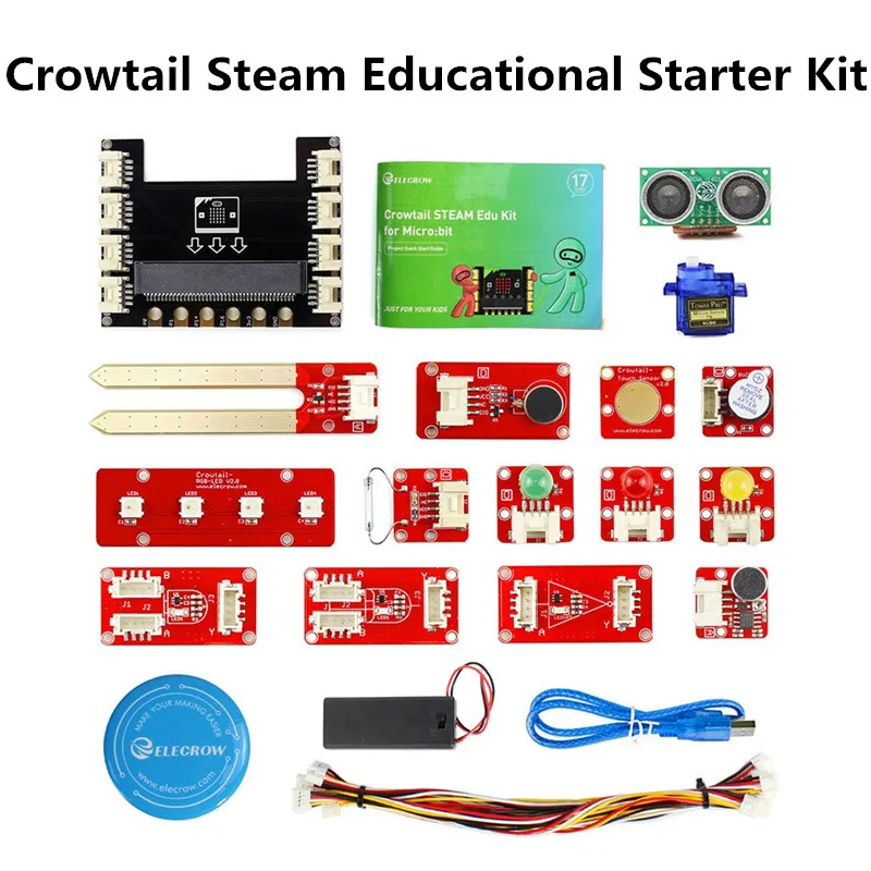 

Elecrow Crowtail Steam Educational Starter Kit for Micro:bit Learning Programming Kit Microbit Makecode Projects with 9G Servo