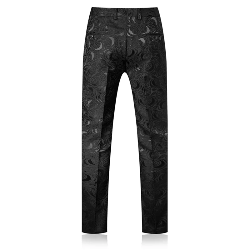 2026 New Men's White Rose Pattern Suit Pants, Business Office Trousers, Wedding Party Men Dress Pants Blue Pantalones Hombre