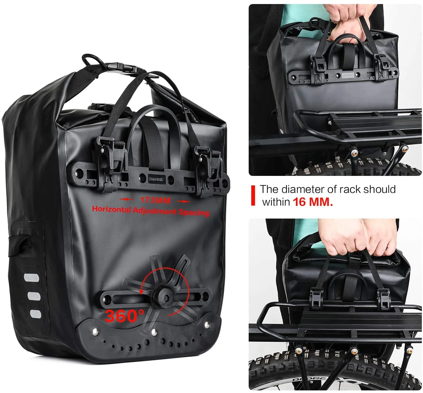Rhinowalk Bicycle Pannier Bag Waterproof 1 Piece or 2 Pieces Portable Bike Bag Trunk Pack Travel Cycling Bag Bike Accessories
