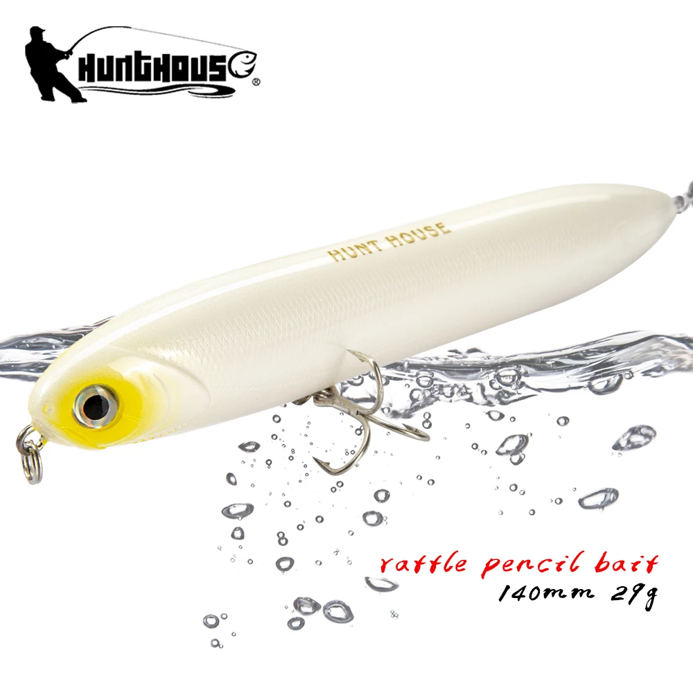 Hunthouse Long Casting Surface Pencil Fishing Lures 140mm 29g Floating Walk The Dog Hard Bait For Seabass Top Water Tackle