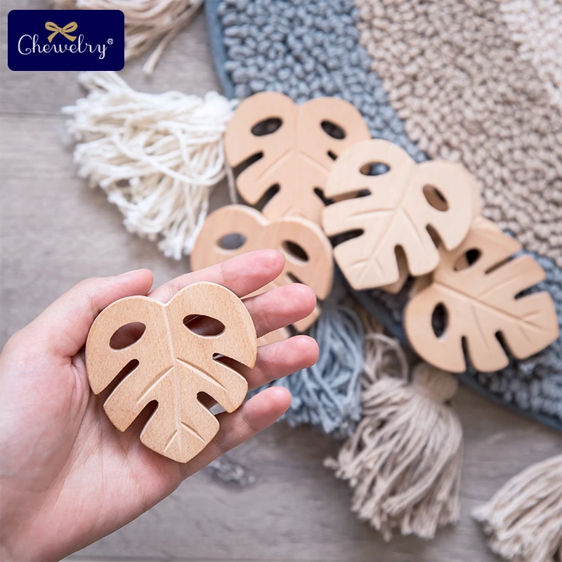 Mordedor de madera para dentición de haya, juguete de Animal de madera de agarre para roedores, cadena de chupete artesanal, productos para niños,
