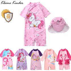 Costume da bagno neonata unicorno sirena ragazze costumi da bagno un pezzo con manica corta protezione solare bambini costume da bagno costumi da bagno