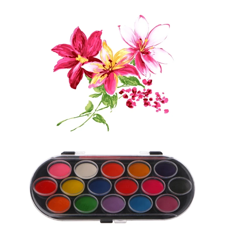 16Pcsสีน้ำPaletteชุดแปรงถาดCraft Drawing Art Miniเด็กของขวัญ2XPF