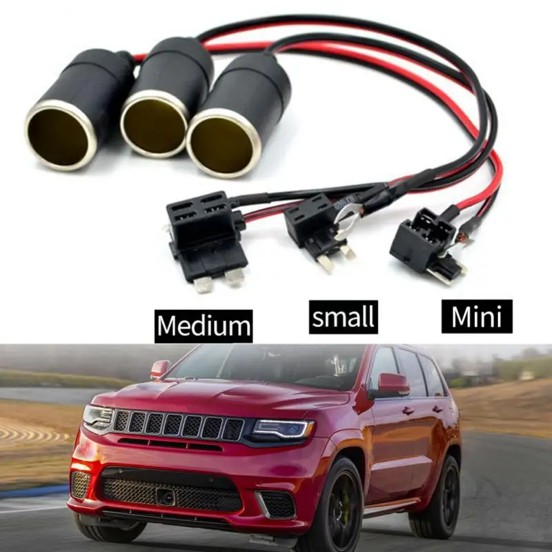 12V Car Cigarette Lighter Female Socket 15A With 30cm Extend Wire Cable Fuse Tube Female Tools Car Replace Kit Car Accessories