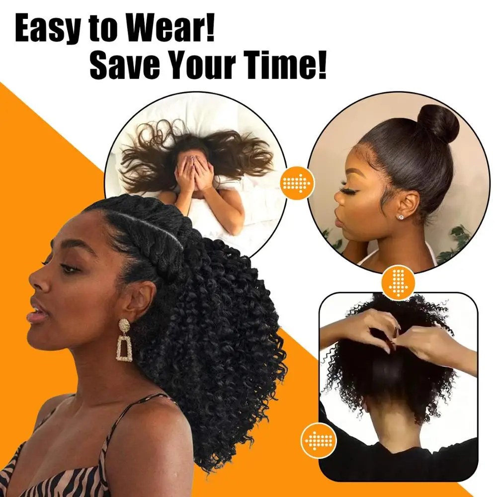 10inch Short Drawstring Ponytail Wig Puff Afro Kinky Curly Hairpiece Synthetic Clip in Pony Tail African American Hair Extension