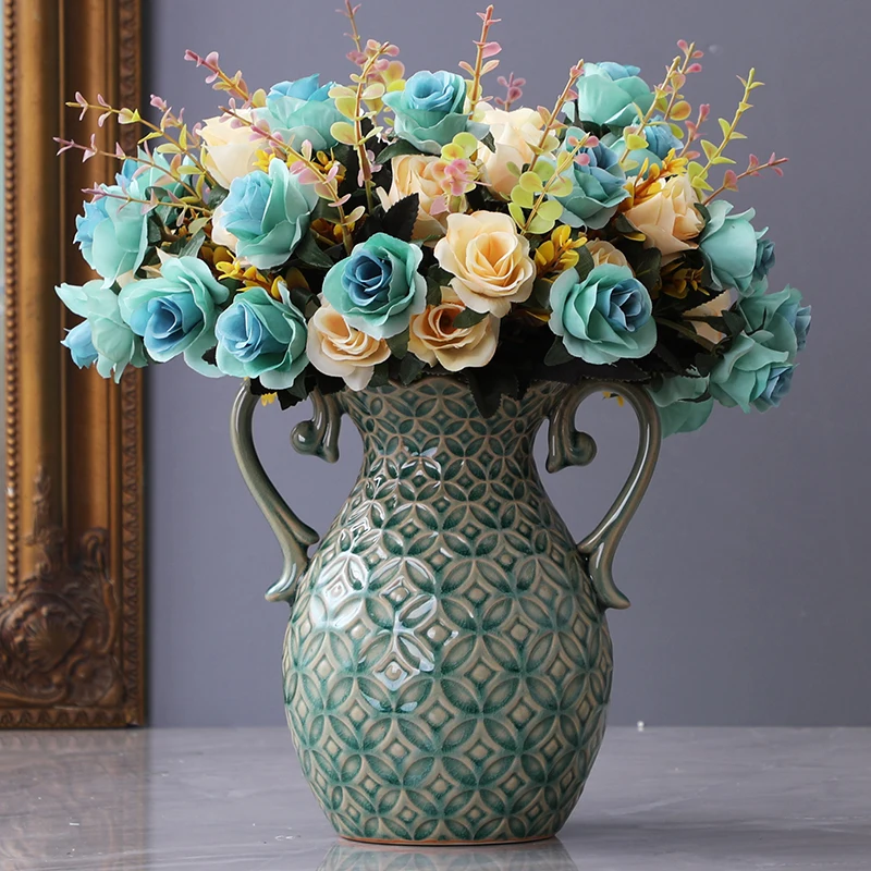

American ceramic vase living room desktop flower arrangement creative European style porch TV cabinet decorative ornaments