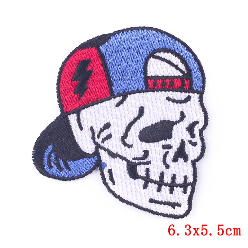 Prajna 10PCS Hippie Skull Embroidered Patches Applique Iron On Patches For Clothing Punk Skull Patches On Clothes Jacket Badges