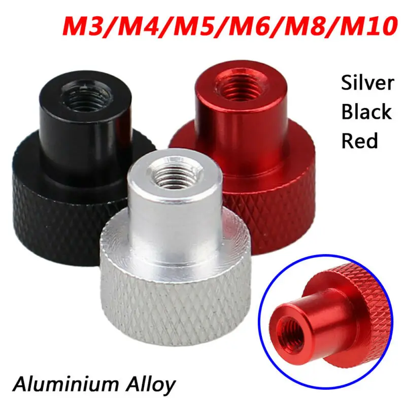 M3 M4 M5 M6 M8 M10 Blind Hole Hand Nut Aluminum Alloy Knurled Step Nut With Collar Thumb Nuts Black/Red/Silver