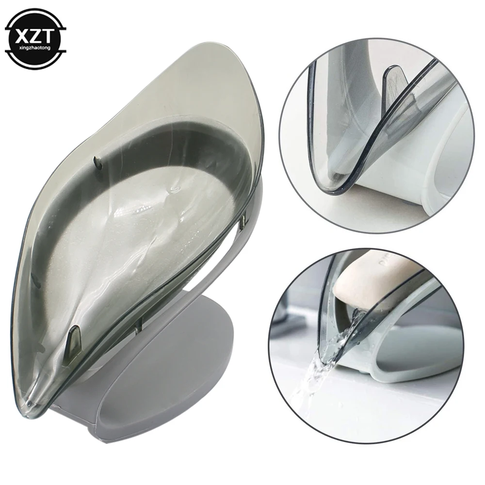 1 Pcs Bathroom Soap Holder Leaf Shape Soap Box Kitchen Dish Storage Box Non-slip Drain Soap Storage Case Bathroom Accessorie