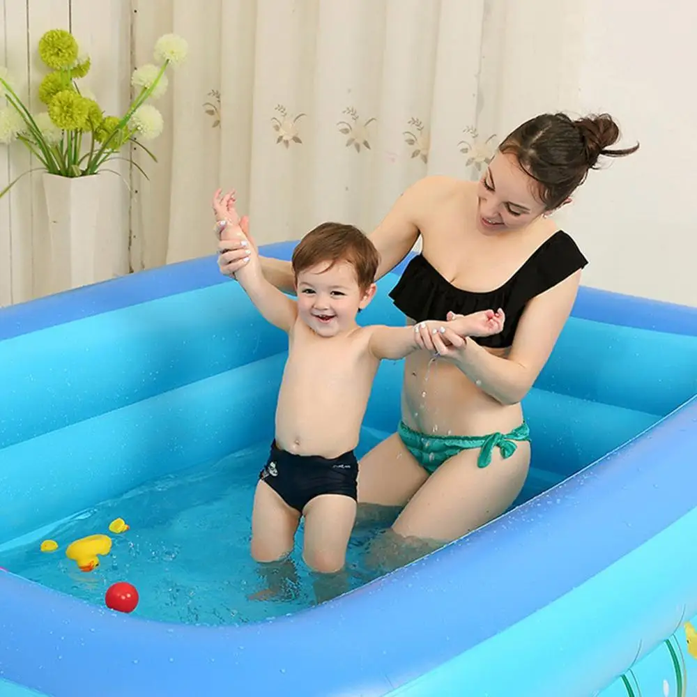 1.2-2.1M Three-ring Baby Inflatable Printing Swimming Pool Environmentally Friendly PVC Playing Bathing Pool For Family Children