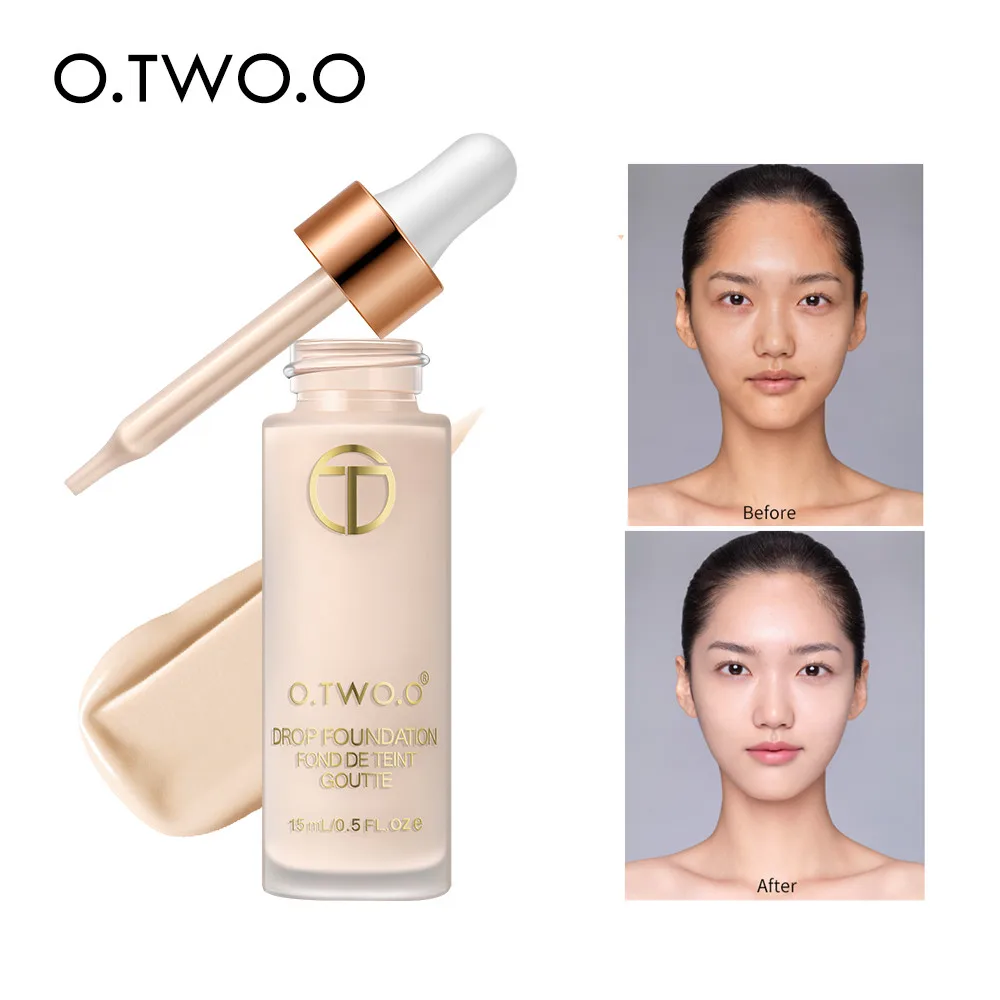 O.TWO.O Smooth Liquid Foundation Oil Free Moist Makeup Base Full Coverage Concealer Lasting Liquid Foundation Cosmetics