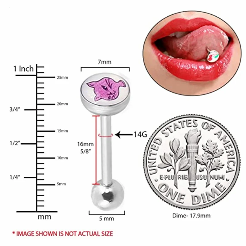 2/5/10PCS Stainless Steel Logo Tongue Piercing Lot Bunny Metal Tongue Bar Sets Sexy Tongue Ring Bulk Piercing Langue Lot Jewelry