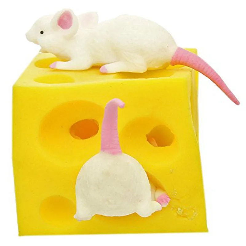 

Mouse and Cheese Toy Sloth Hide and Seek Stress Relief Toy 2 Squishable Figures And Cheese Block Stressbusting Toys J0449