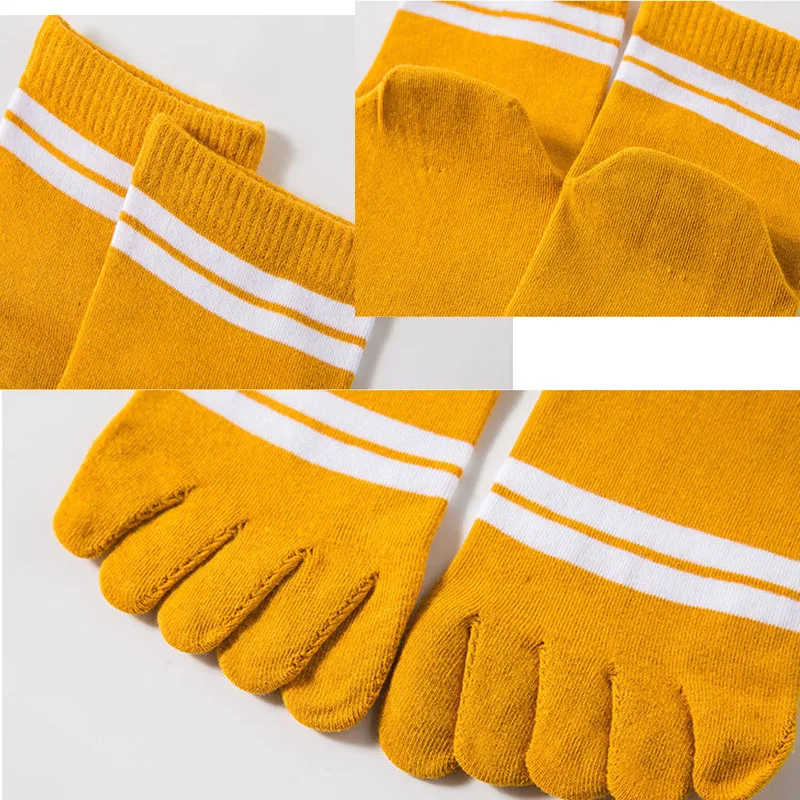 5 Pairs Short Girls Colorful Striped Toe Socks Korean Style Young Women Fashion Five Finger Crew Happy Cotton Socks with Toes