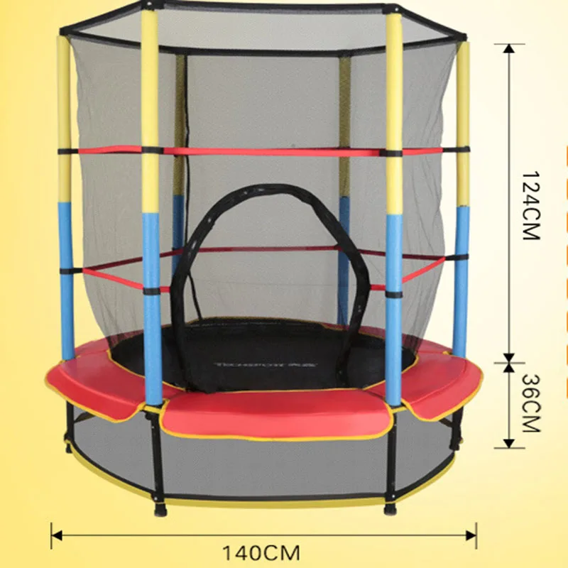 Wysokiej jakości trampolina 55 Cal dla dzieci okrągłe wyciszenie Fitness elastyczna lina trampolina dla dzieci z siatka asekuracyjna mobilnym