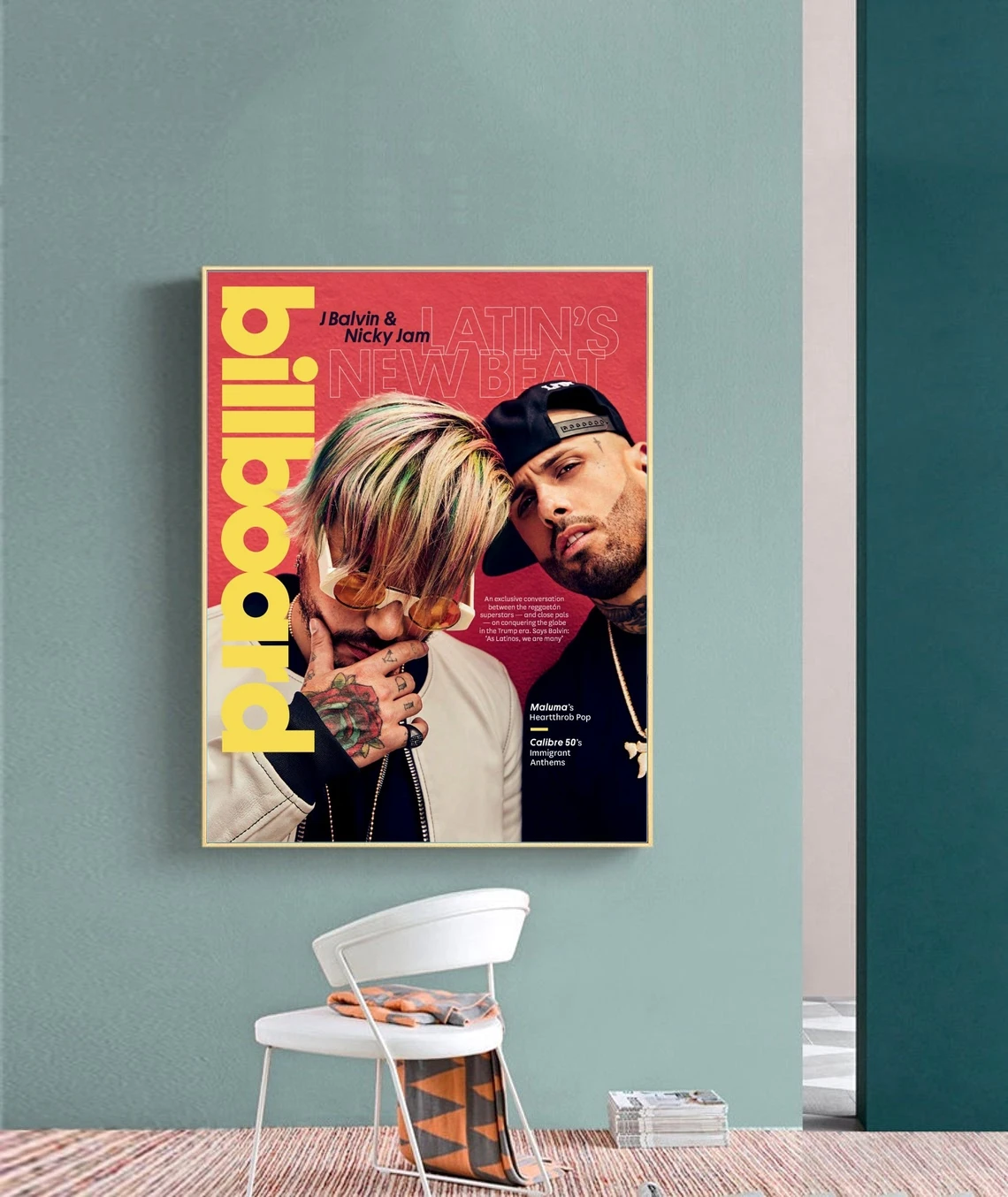 J Balvin & Nicky Jam Billboard Music Album Canvas Poster Hip Hop Rapper Pop Star Wall Painting Decoration (No Frame)