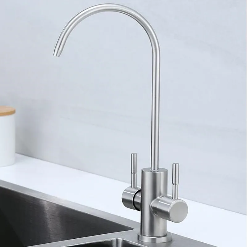 

Kitchen Faucets double direct dring water Sink Mixer purify Water Swivel Kitchen Tap Crane 304 Stainless steel