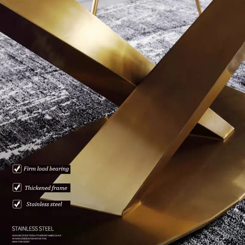 U-BEST New Rectangular Italian Marble Top And Metal Leg mesa de marmore Dining Table Set