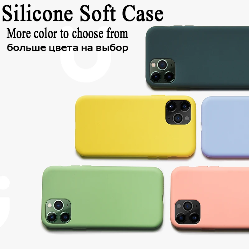 For iPhone 7 6 6S 8 Plus Case Luxury Original Liquid Silicone Soft Cover For iPhone 11 12 Pro X XR XS Max Shockproof Phone Case