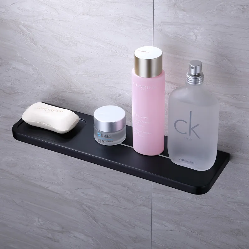 Bathroom Shelf 35C Modern Matt Black Wall mounted Bathroom Shelves Kitchen Wall Shelf Shower Bath Storage Rack Bathroom hardware