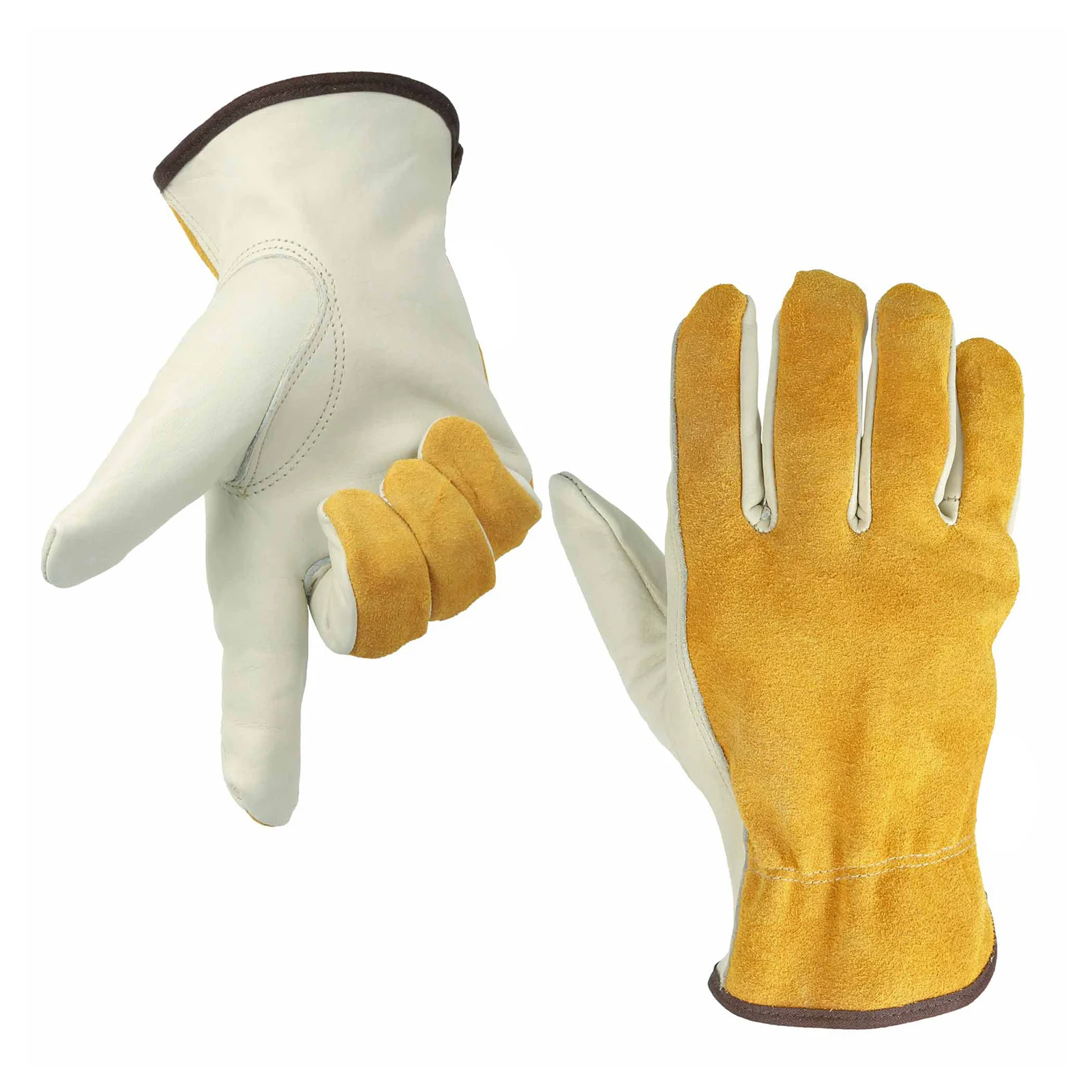 1Pair 2pcs Working Gloves Thorn Proof Waterproof Slim-Fit Reinforced Gardening Leather Work Gloves Durable For Digging Planting