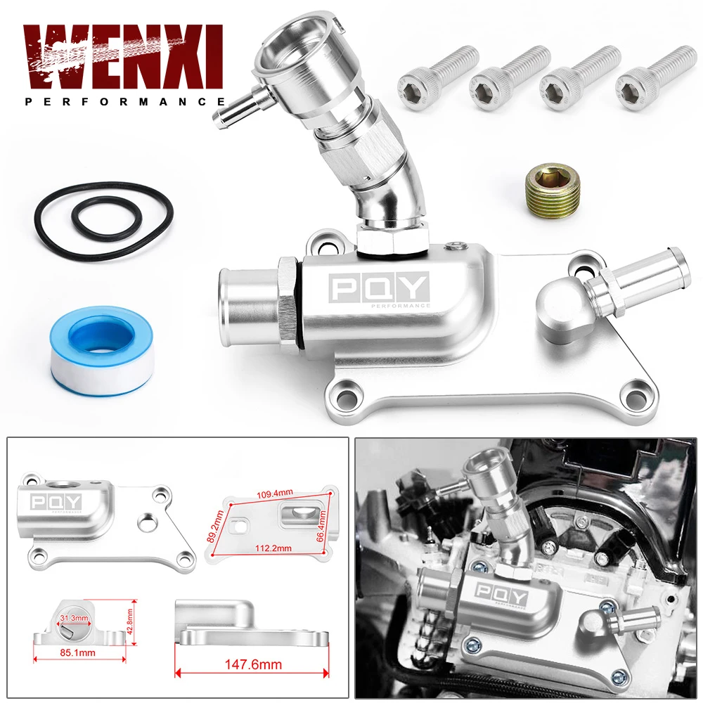 

PQY High Quality Auto Upper Coolant Housing Straight With Filler Neck & Thermost Radiator Cap Cover for K24 K20Z3 WX-IMK09S