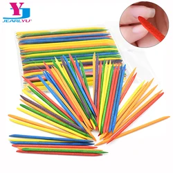 50/100 Pcs/Lot Wooden Cuticle Pusher Double End Colorful Manicure Orange Wood Stick Women Lady Pedicure Care DIY Nail Tools Set