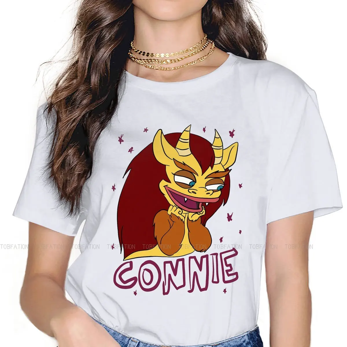 Connie Women TShirt Big Mouth Nicholas Animated TV Girls Basic Tees Cotton Female T Shirt 5XL Humor Hipster Gift