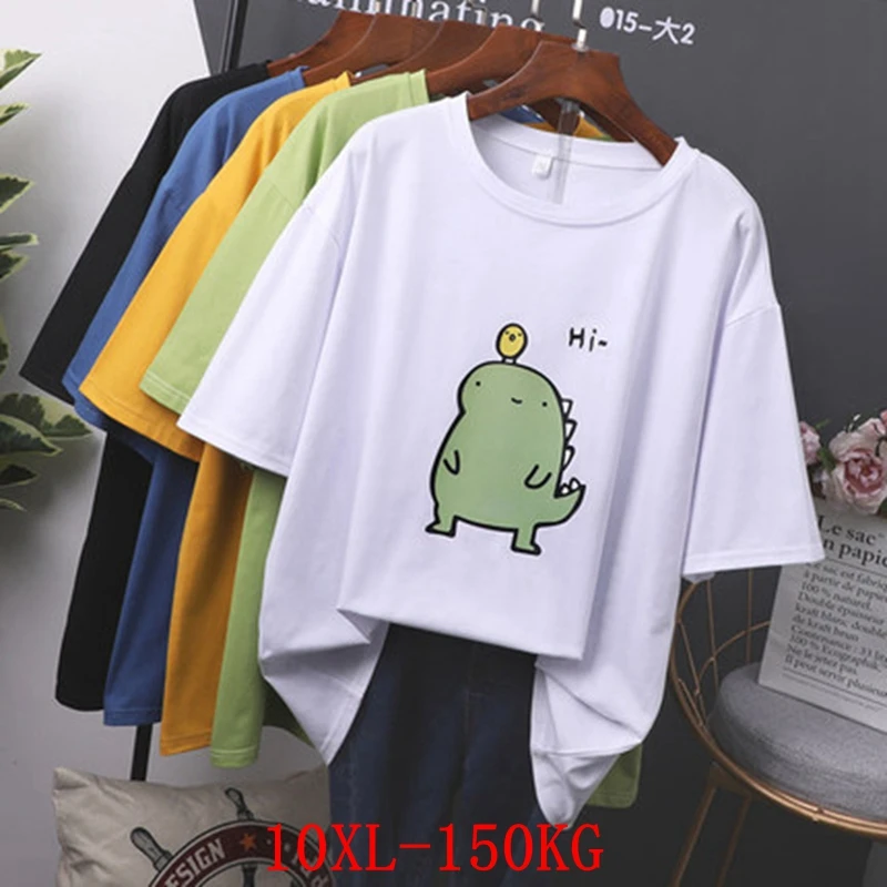 Kích Thước Lớn Áo Thun Nữ Plus Kích Thước 7XL 8XL 9XL 10XL Mùa Hè Cổ Tròn Tay Ngắn Rời Trắng Đen xanh Dương Lớn Áo Thun Hàng Đầu