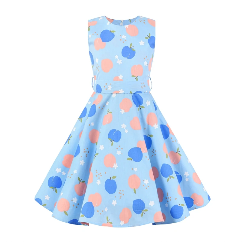 Schwarzes Kleid mit Punkten für Mädchen, A-Linien-Kleid, Urlaubskleidung, Kinderkleidung, Kleid. – Detail 10