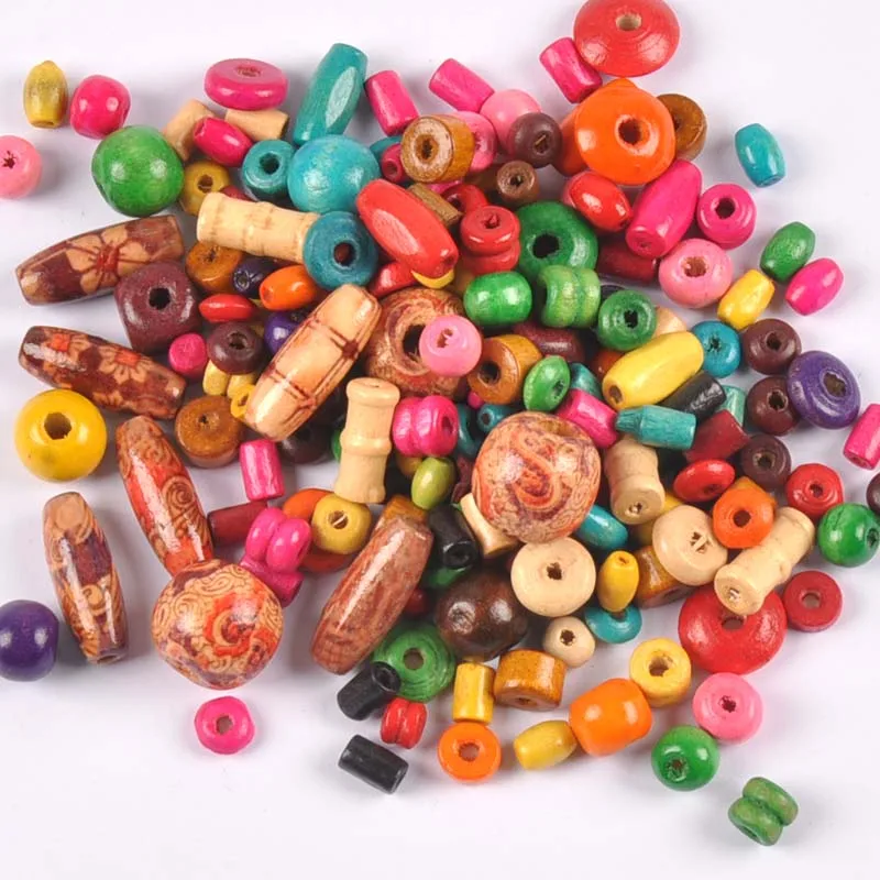 50pcs Mixed color Mixed style Wooden Spacer Beads For Jewelry making For Home Furnishing decoration MT2250