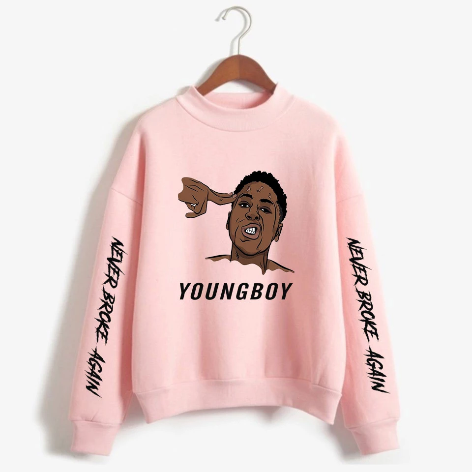 YoungBoy Never Broke Again Hoodies  Long Sleeve Turtleneck Sweatshirt Casual Pullover Hip Hop Streetwear