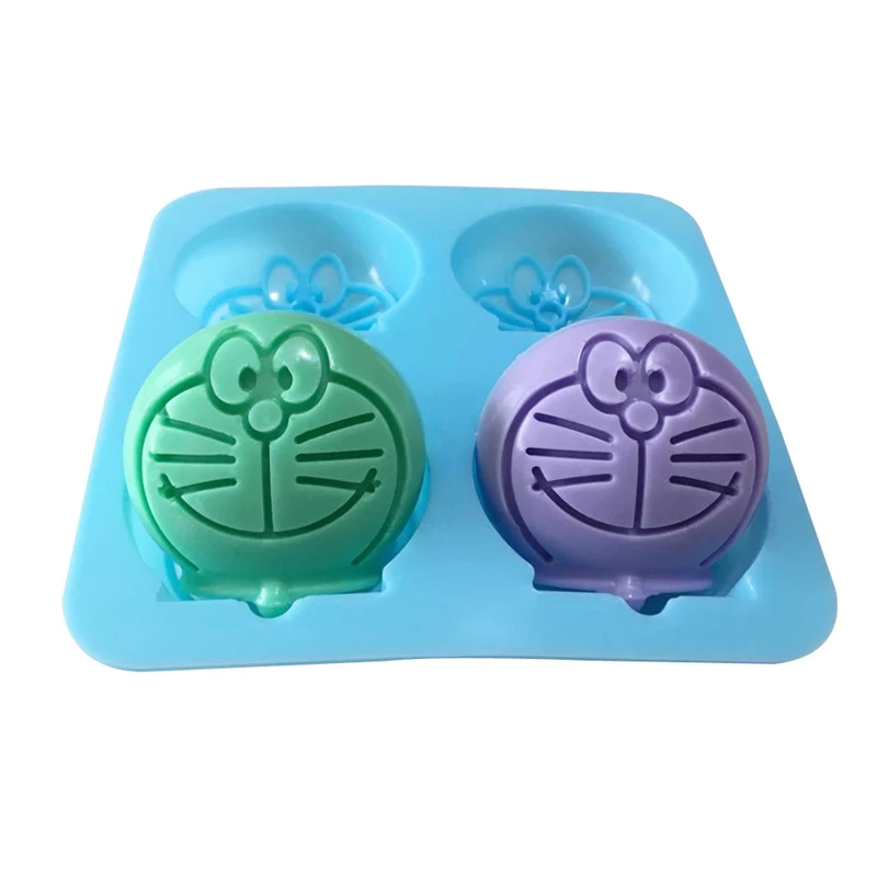 4Cavity DIY Soap Making Supplies 3D Silicone Cake Mould Cartoon Cat Shape Silicone Handmade Baking Mold Soap Mold