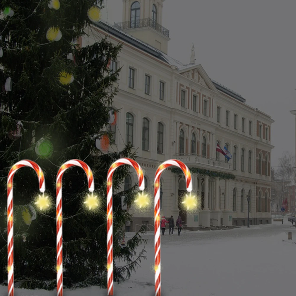8 pces solar luz de cana de doces de natal t ao ar livre luz de natal à prova dwaterproof água led jardim caminho pátio gramado luzes rua