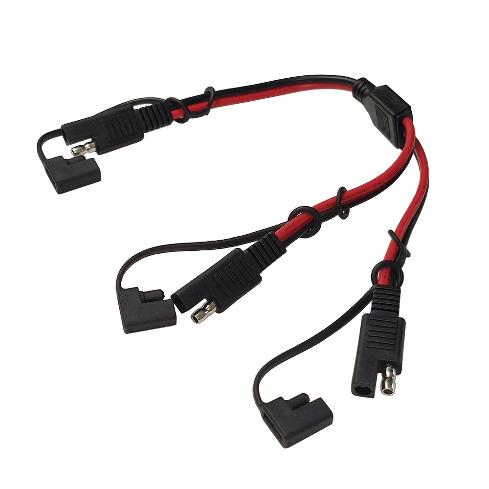 JKM 14AWG SAE 1 to 2 Power Extension Cable Quick Disconnect Plug Harness Cord For Car Motorcycle Solar Panel Battery Chargers