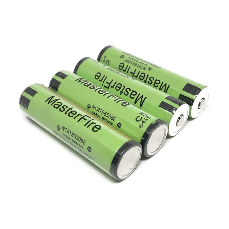 MasterFire 4pcs/lot Genuine Protected 18650 NCR18650BE 3200mah 3.7V Rechargeable Lithium Battery Cell with PCB for Flashlights