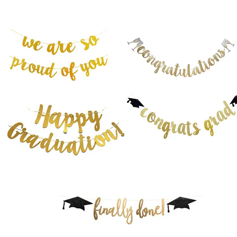 

Graduation Party Decorations Black Doctor Hat Backdrop Ornament Graduation Photo Booth Props Congrats Grad Golden Banner 2022