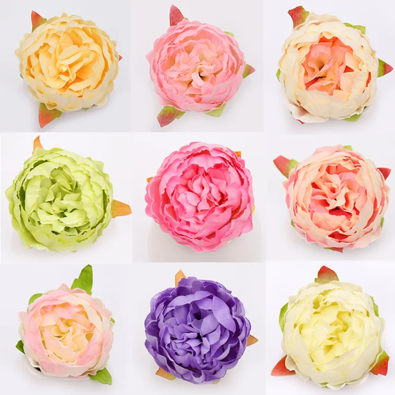 

10pcs High Simulation Core Peony Flower Head Silk Flower DIY Wedding Flower Wall Background Decoration Silk Rose