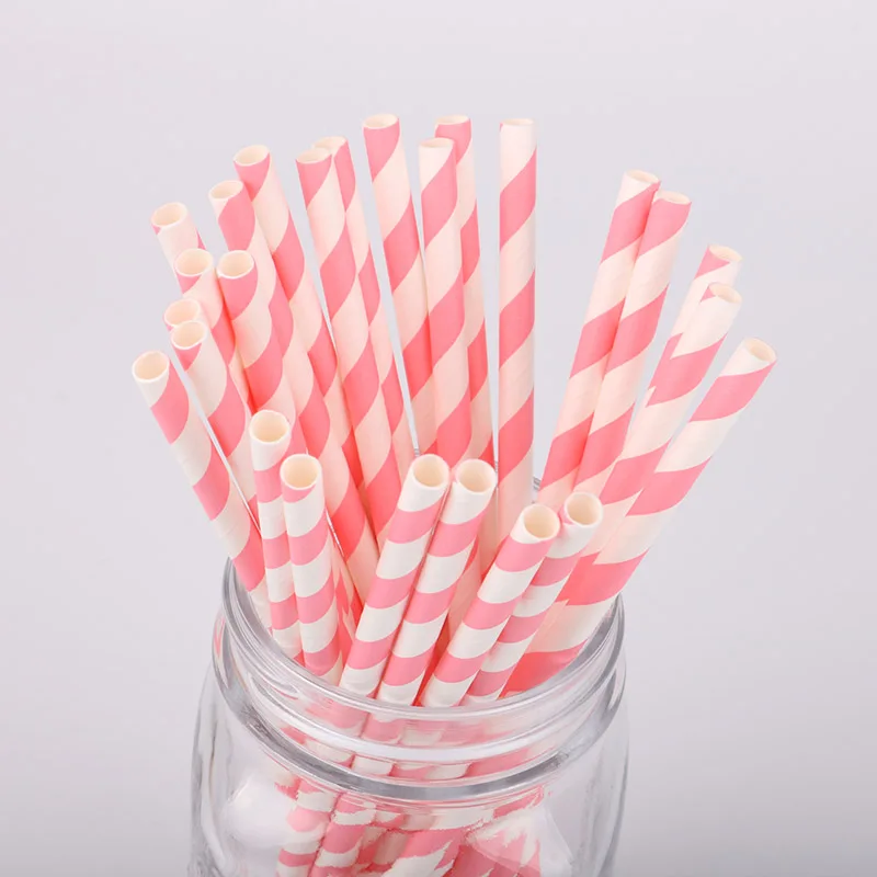 Disposable Paper Straws, Colorful Striped Gift, Children's Birthday, Christmas, Wedding Party Decoration, Kitchen Sup, 25