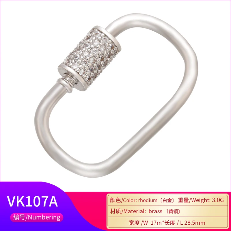 Pavé-Zirkonia 18K vergoldeter Karabinerverschluss DIY Schmuckzubehör für handgefertigte Halsketten- und Armbandkomponenten Schraubverschluss: VK106 – Detail 9