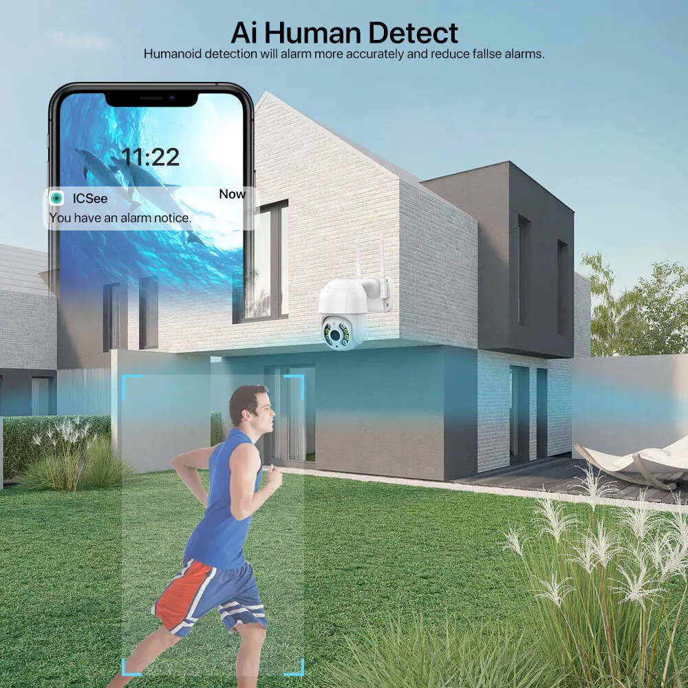 Outdoor 8MP 4K HD WiFi PTZ Camera 4MP Wireless IP Camera  H.265 AI Human Detect Security CCTV Camera P2P Surveillance iCSee